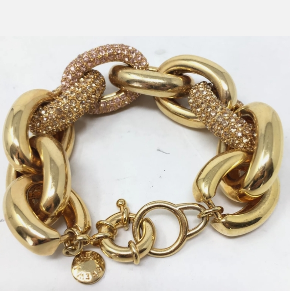 Signed J. Crew Bracelet Amber Pink Rhinestone - Picture 3 of 7